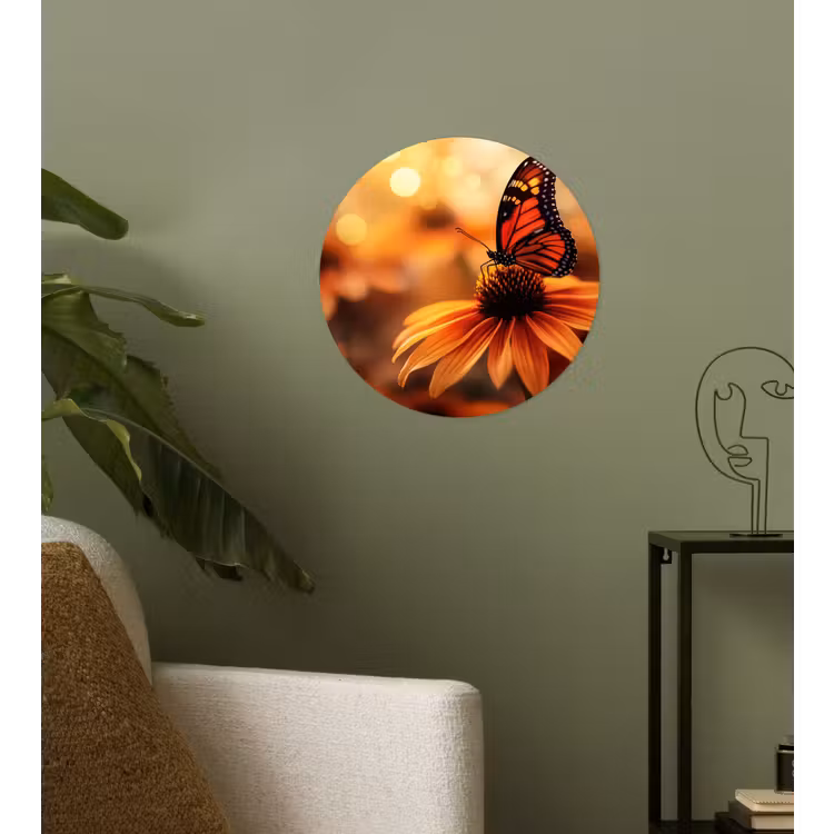Behangcirkel - Vlinder - Bloemen - Oranje — 3