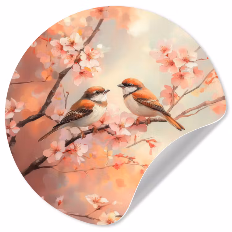 Behangcirkel - Vogels - Romantic - Bloesemtak — 1