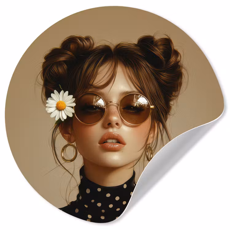 Behangcirkel - Vrouw - Beige - Bloem - Modern - Portret — 1
