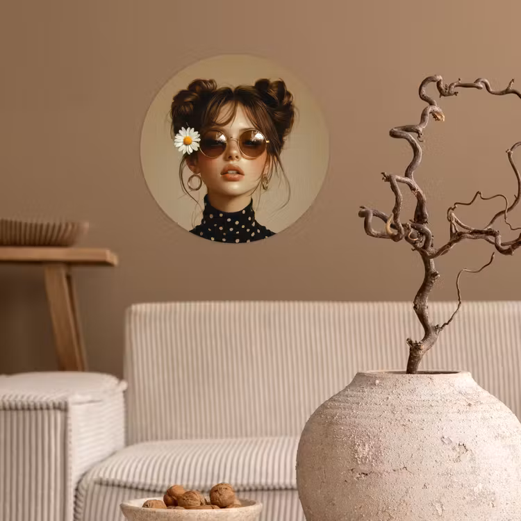 Behangcirkel - Vrouw - Beige - Bloem - Modern - Portret — 2