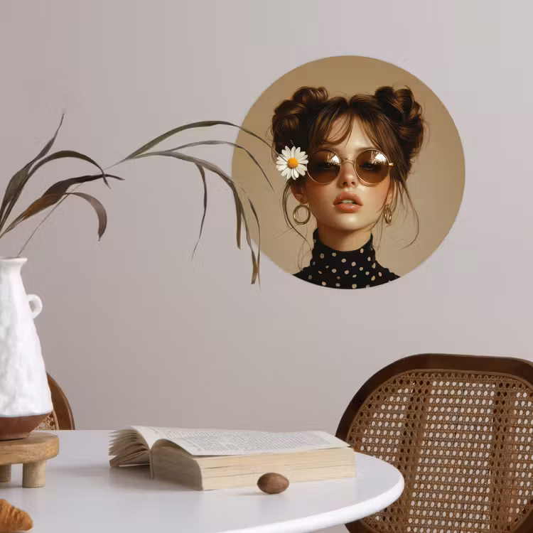 Behangcirkel - Vrouw - Beige - Bloem - Modern - Portret — 4