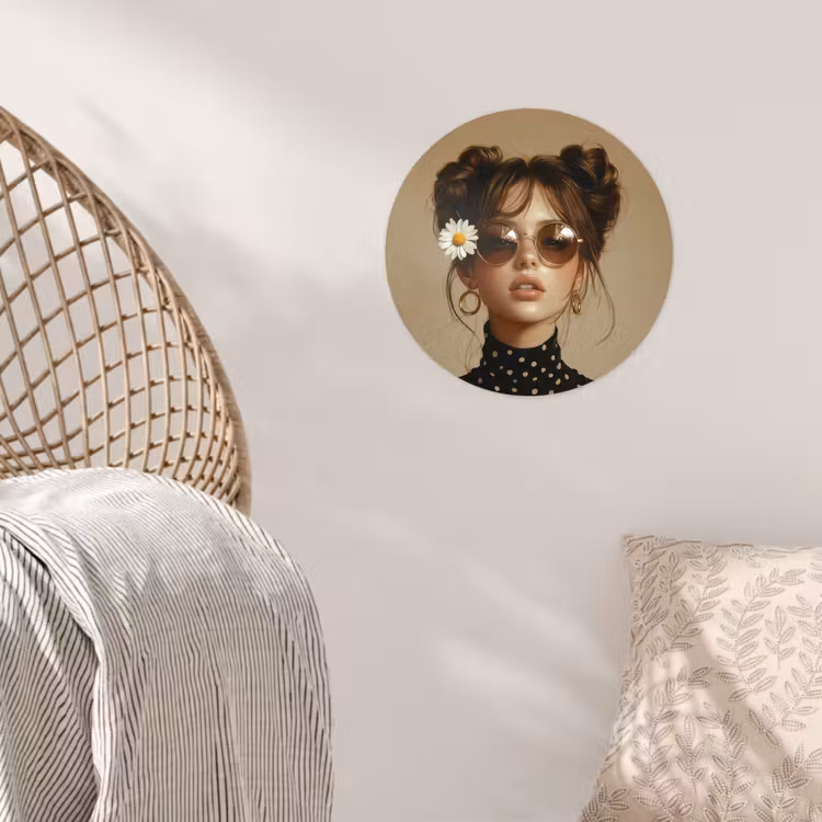 Behangcirkel - Vrouw - Beige - Bloem - Modern - Portret — 5