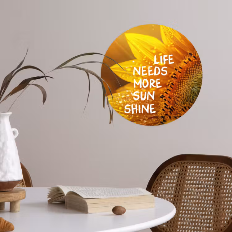 Behangcirkel - Zonnebloem - Close up - Geel - Quote — 4