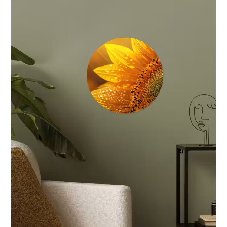 Behangcirkel - Zonnebloem - Dauwdruppels - Geel - Zonlicht — 3