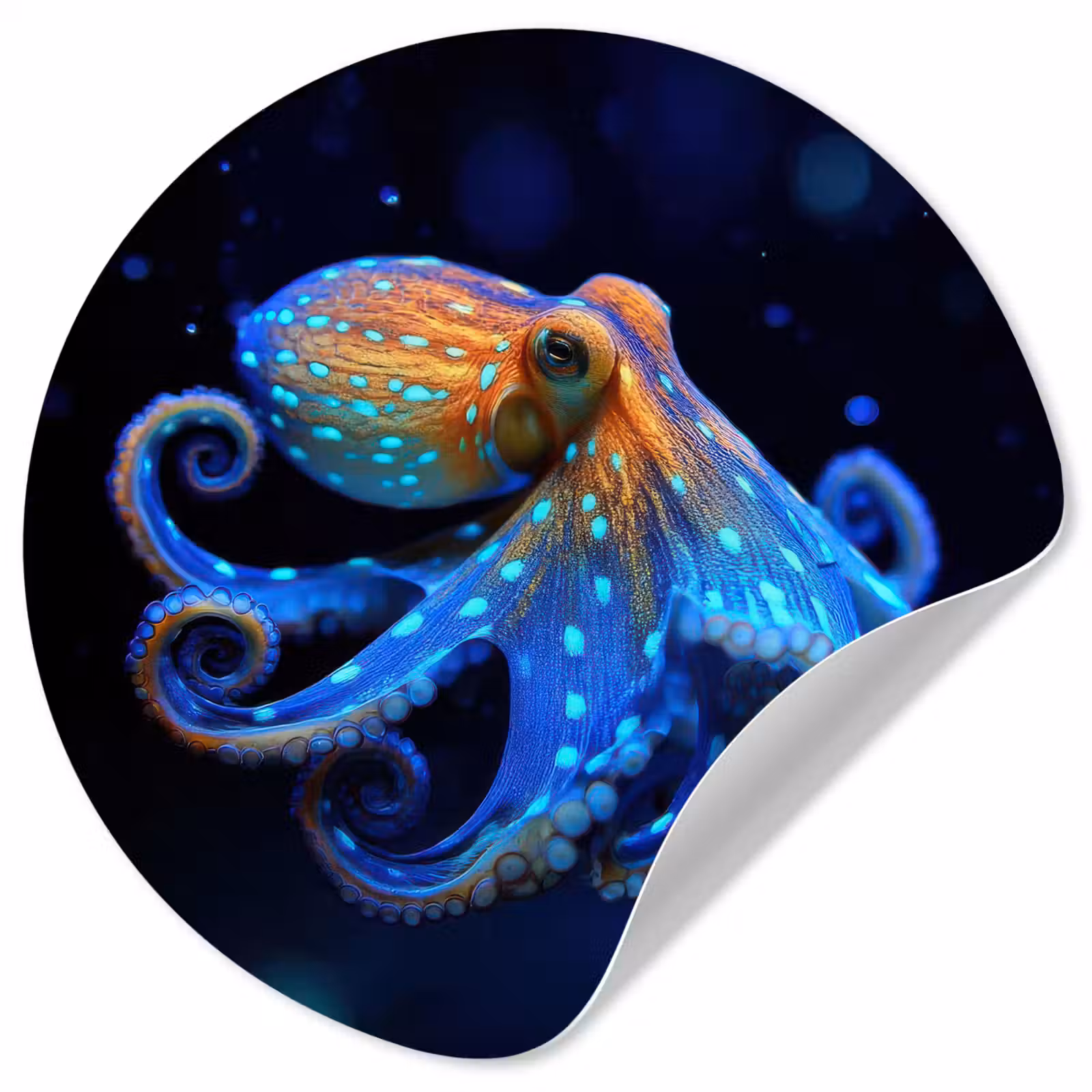 Behangcirkel - Octopus - Stippen - Blauw - Zee — 1