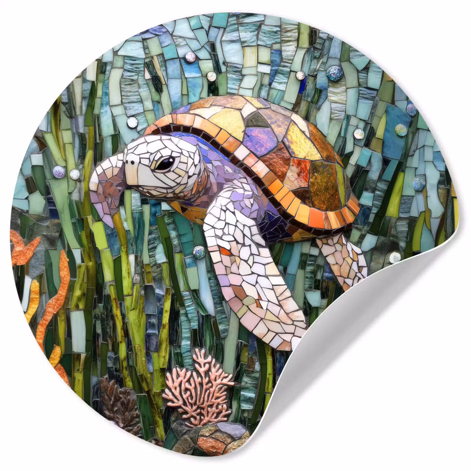 Behangcirkel - Schildpad - Zeewier - Mozaïek — 1