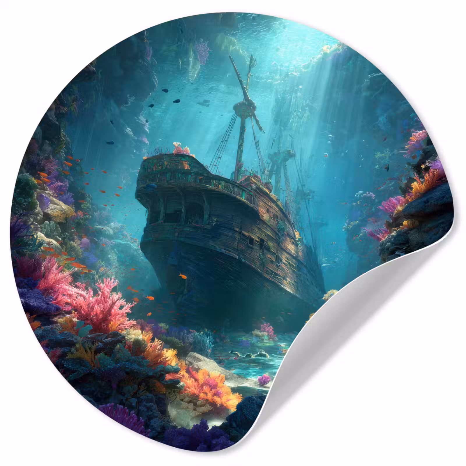 Behangcirkel - Schip - Hout - Koraalriffen - Zonlicht — 1