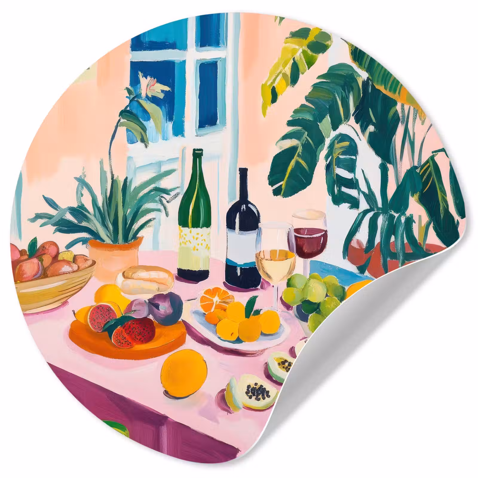 Behangcirkel - Tafel - Wijn - Fruit — 1