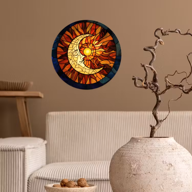Behangcirkel - Mozaïek - Glas - Maan - Donkerblauw — 2