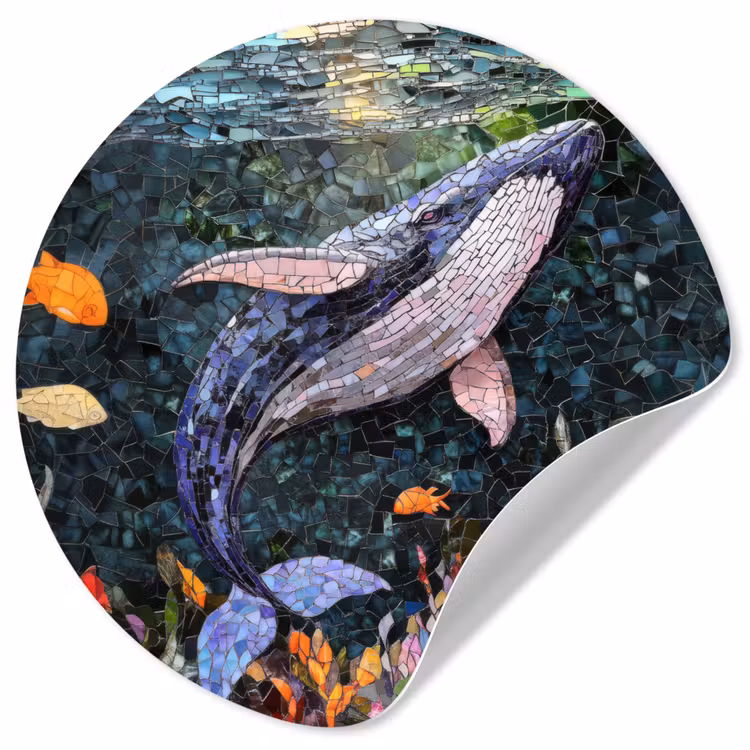 Behangcirkel - Mozaïek - Walvis - Koraal - Water — 1