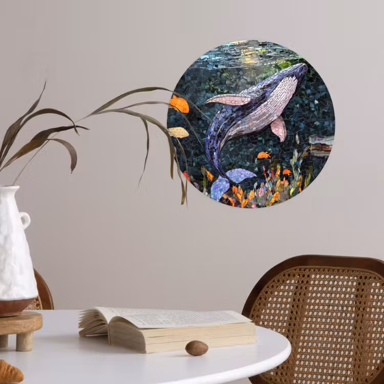 Behangcirkel - Mozaïek - Walvis - Koraal - Water — 4