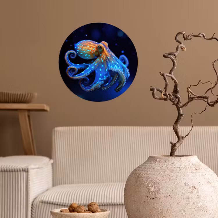 Behangcirkel - Octopus - Stippen - Blauw - Zee — 2
