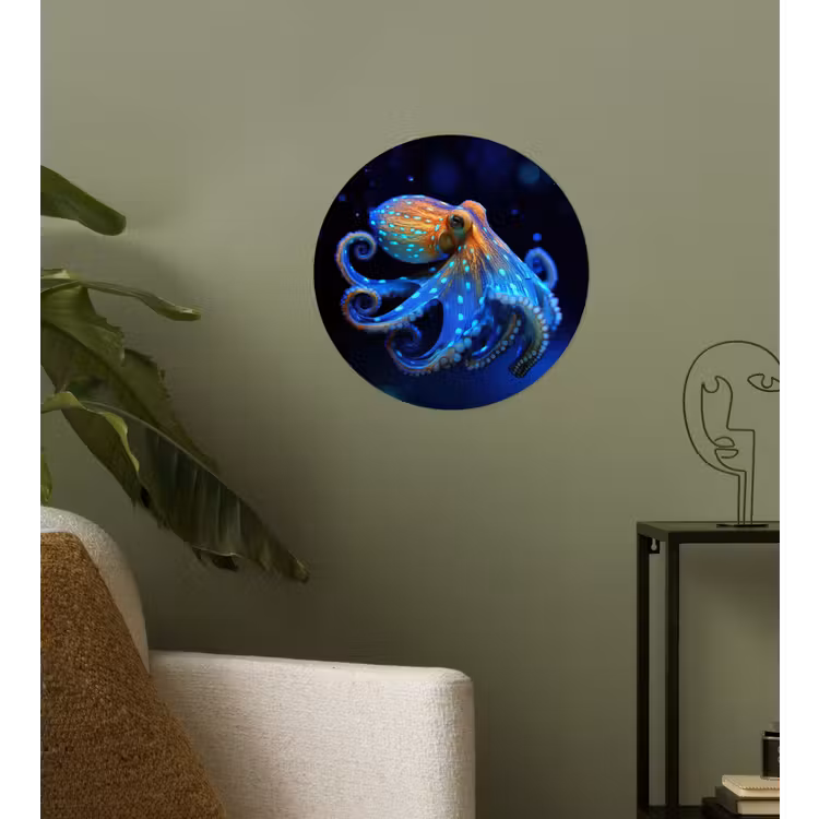 Behangcirkel - Octopus - Stippen - Blauw - Zee — 3