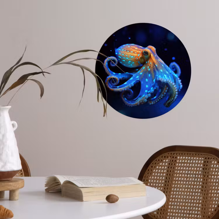 Behangcirkel - Octopus - Stippen - Blauw - Zee — 4