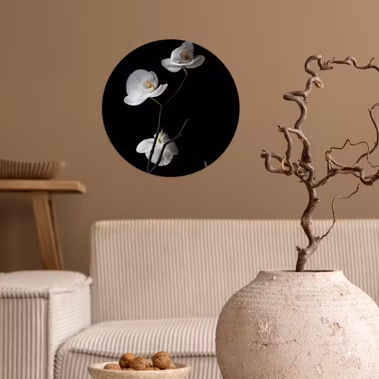 Behangcirkel - Orchidee - Bloemen - Zwart - Wit - Stilleven — 2