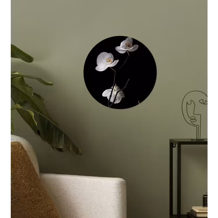Behangcirkel - Orchidee - Bloemen - Zwart - Wit - Stilleven — 3