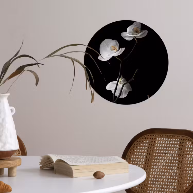 Behangcirkel - Orchidee - Bloemen - Zwart - Wit - Stilleven — 4