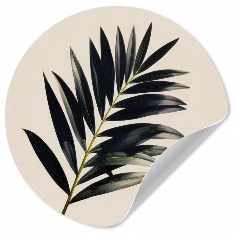 Behangcirkel - Palmblad - Subtiel - Groen - beige — 1