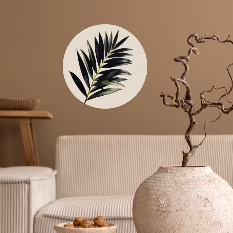 Behangcirkel - Palmblad - Subtiel - Groen - beige — 2