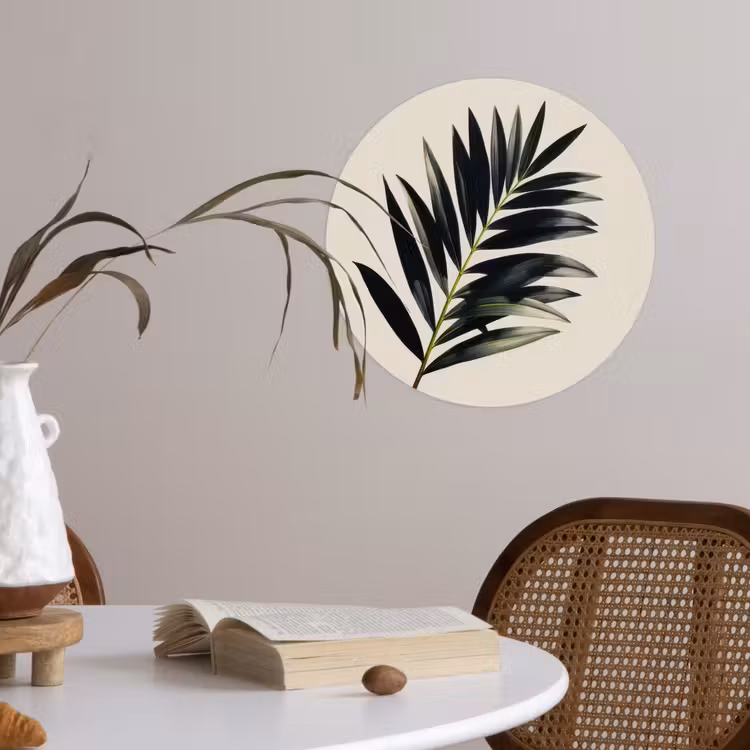 Behangcirkel - Palmblad - Subtiel - Groen - beige — 4