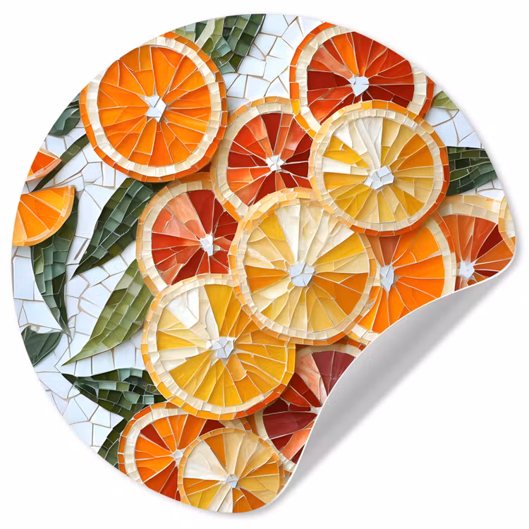 Behangcirkel - Schijfjes - Fruit - Oranje - Mozaïek — 1