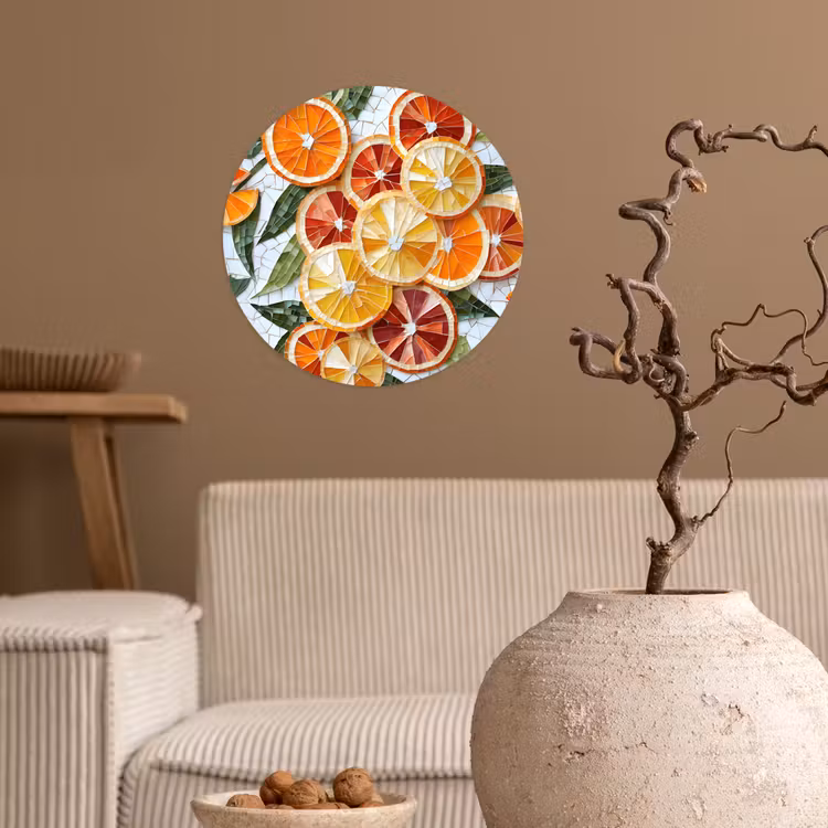 Behangcirkel - Schijfjes - Fruit - Oranje - Mozaïek — 2