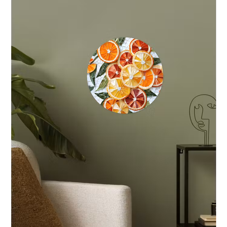 Behangcirkel - Schijfjes - Fruit - Oranje - Mozaïek — 3