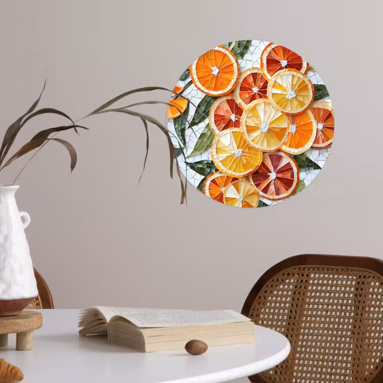Behangcirkel - Schijfjes - Fruit - Oranje - Mozaïek — 4
