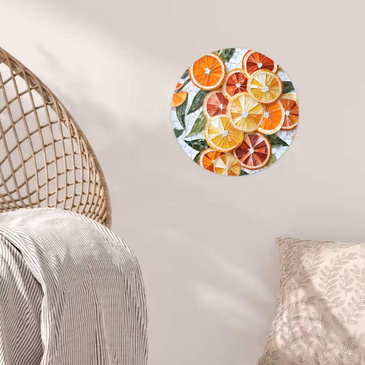 Behangcirkel - Schijfjes - Fruit - Oranje - Mozaïek — 5