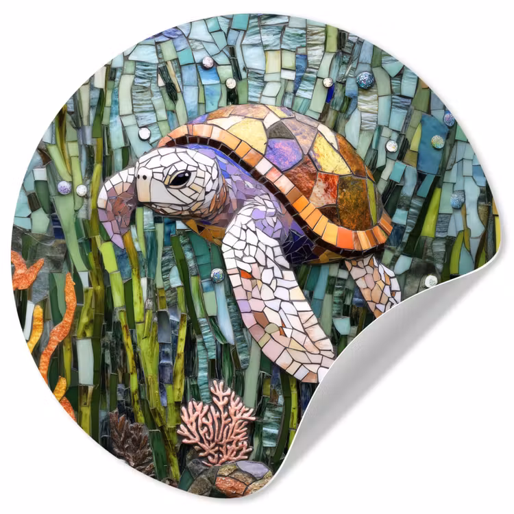 Behangcirkel - Schildpad - Zeewier - Mozaïek — 1