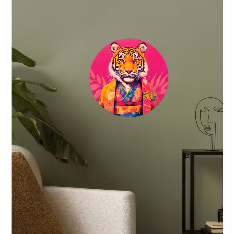 Behangcirkel - Tijger - Kimono - Planten - Roze — 3