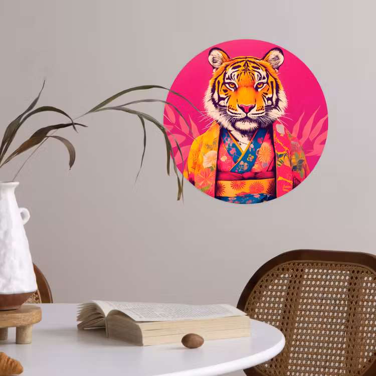 Behangcirkel - Tijger - Kimono - Planten - Roze — 4