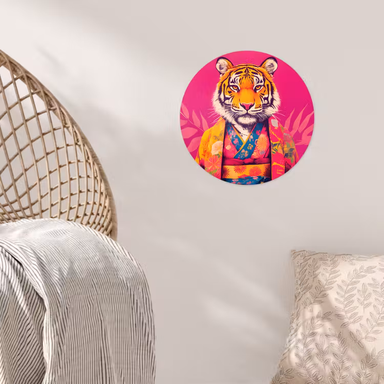 Behangcirkel - Tijger - Kimono - Planten - Roze — 5