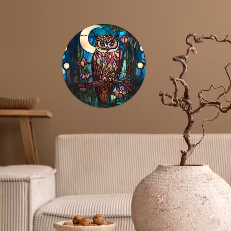 Behangcirkel - Uil - Mozaïek - Maan - Nacht — 2