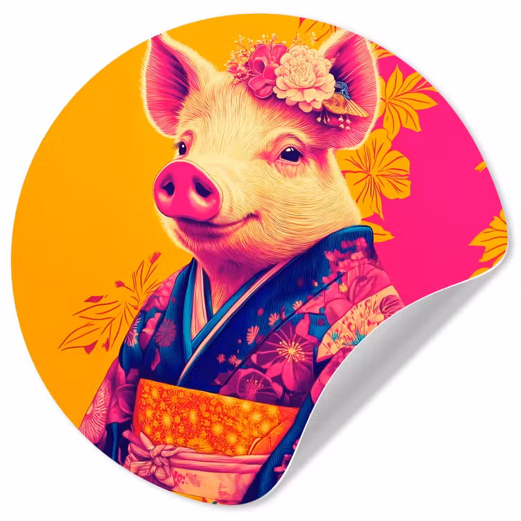 Behangcirkel - Varken - Bloemkroon - Kimono - Abstract — 1