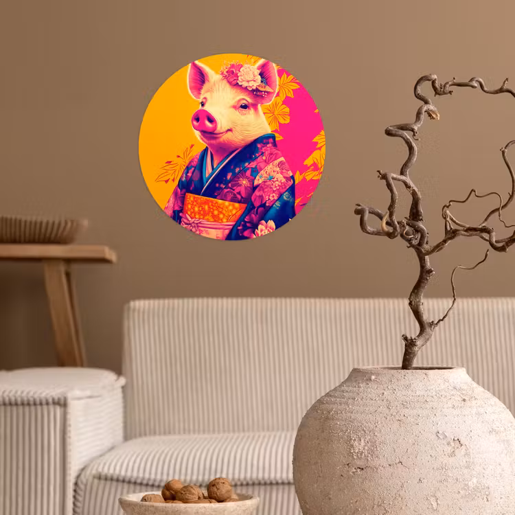 Behangcirkel - Varken - Bloemkroon - Kimono - Abstract — 2