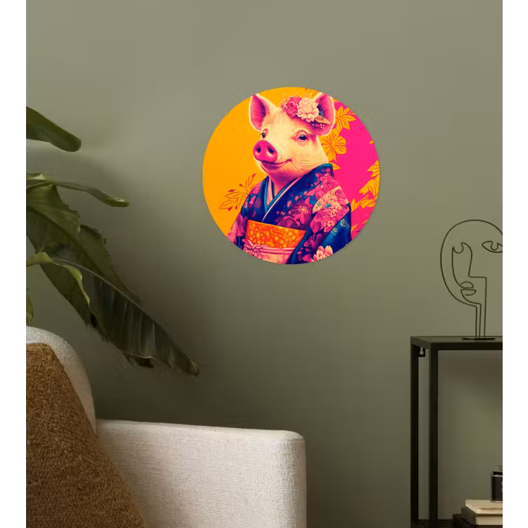 Behangcirkel - Varken - Bloemkroon - Kimono - Abstract — 3