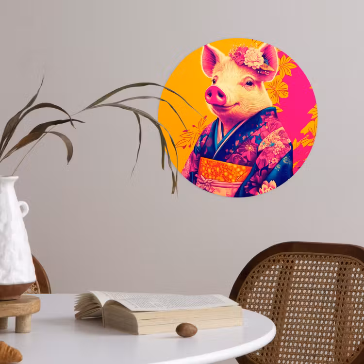 Behangcirkel - Varken - Bloemkroon - Kimono - Abstract — 4