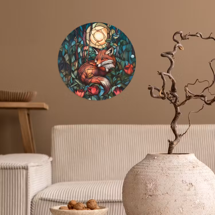 Behangcirkel - Vos - Mozaïek - Bos - Maan — 2