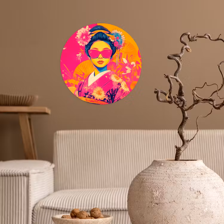 Behangcirkel - Vrouw - Zonnebril - Abstract - Oranje — 2