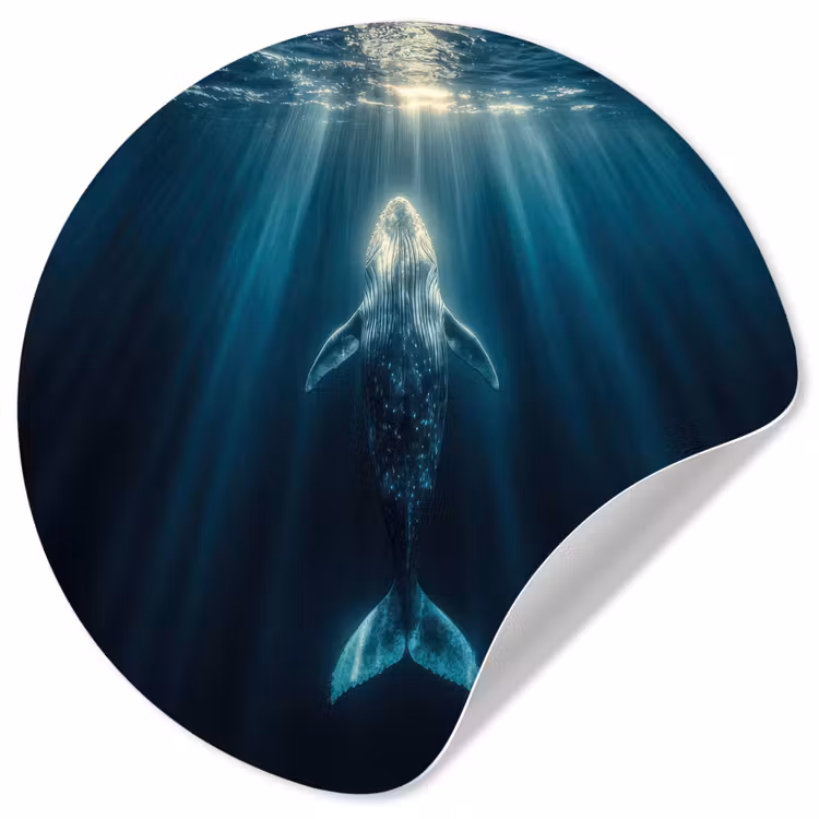 Behangcirkel - Walvis - Water - Zonnestralen - Blauw — 1