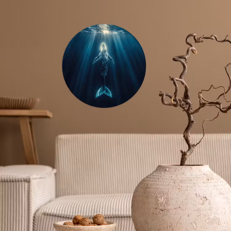 Behangcirkel - Walvis - Water - Zonnestralen - Blauw — 2