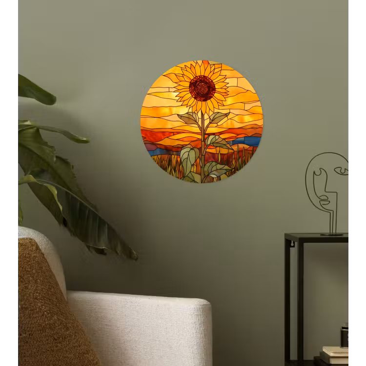 Behangcirkel - Zonnebloem - Mozaïek - Zonsondergang - Geel — 3