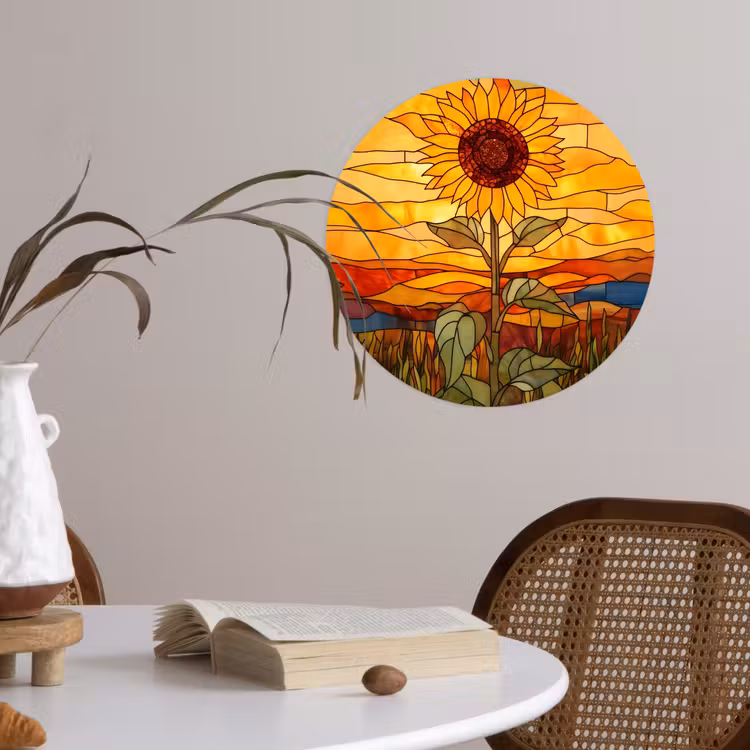 Behangcirkel - Zonnebloem - Mozaïek - Zonsondergang - Geel — 4