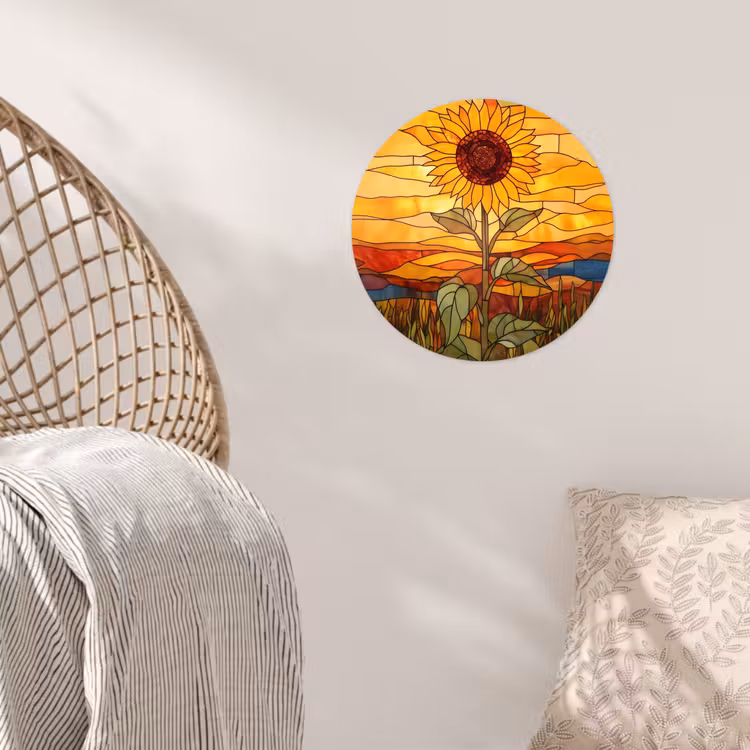 Behangcirkel - Zonnebloem - Mozaïek - Zonsondergang - Geel — 5