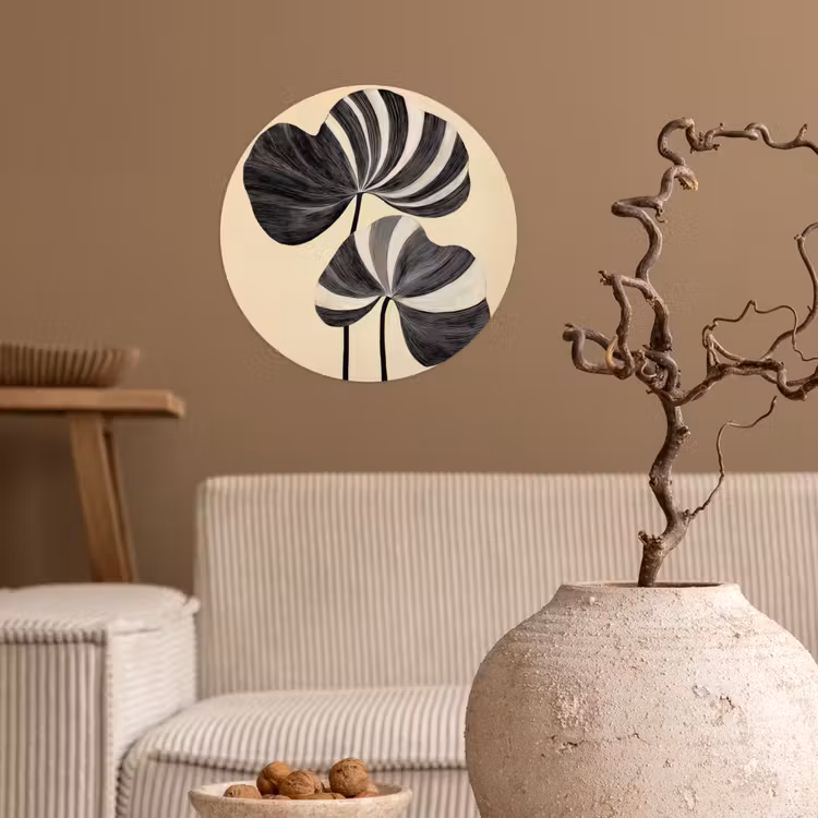Behangcirkel - Zwart - Bladeren - Strepen - Minimalistisch — 2
