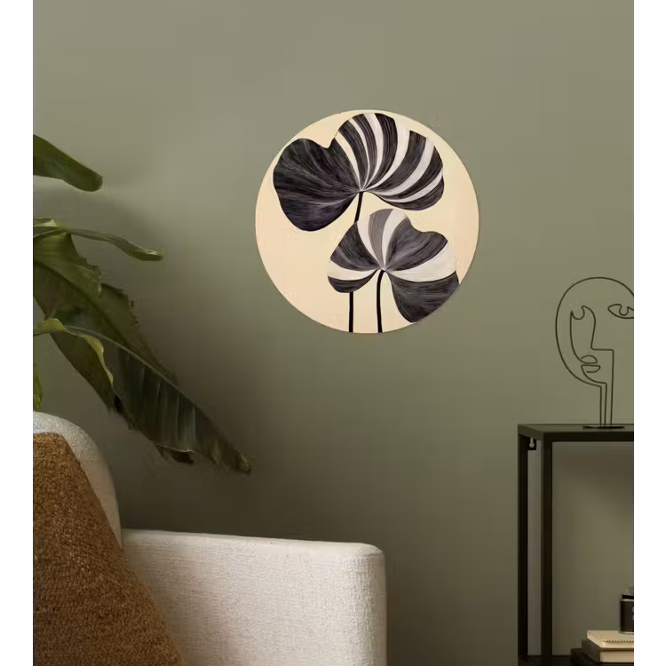 Behangcirkel - Zwart - Bladeren - Strepen - Minimalistisch — 3