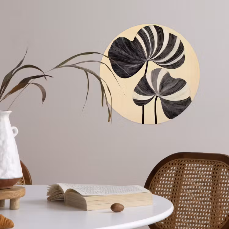 Behangcirkel - Zwart - Bladeren - Strepen - Minimalistisch — 4