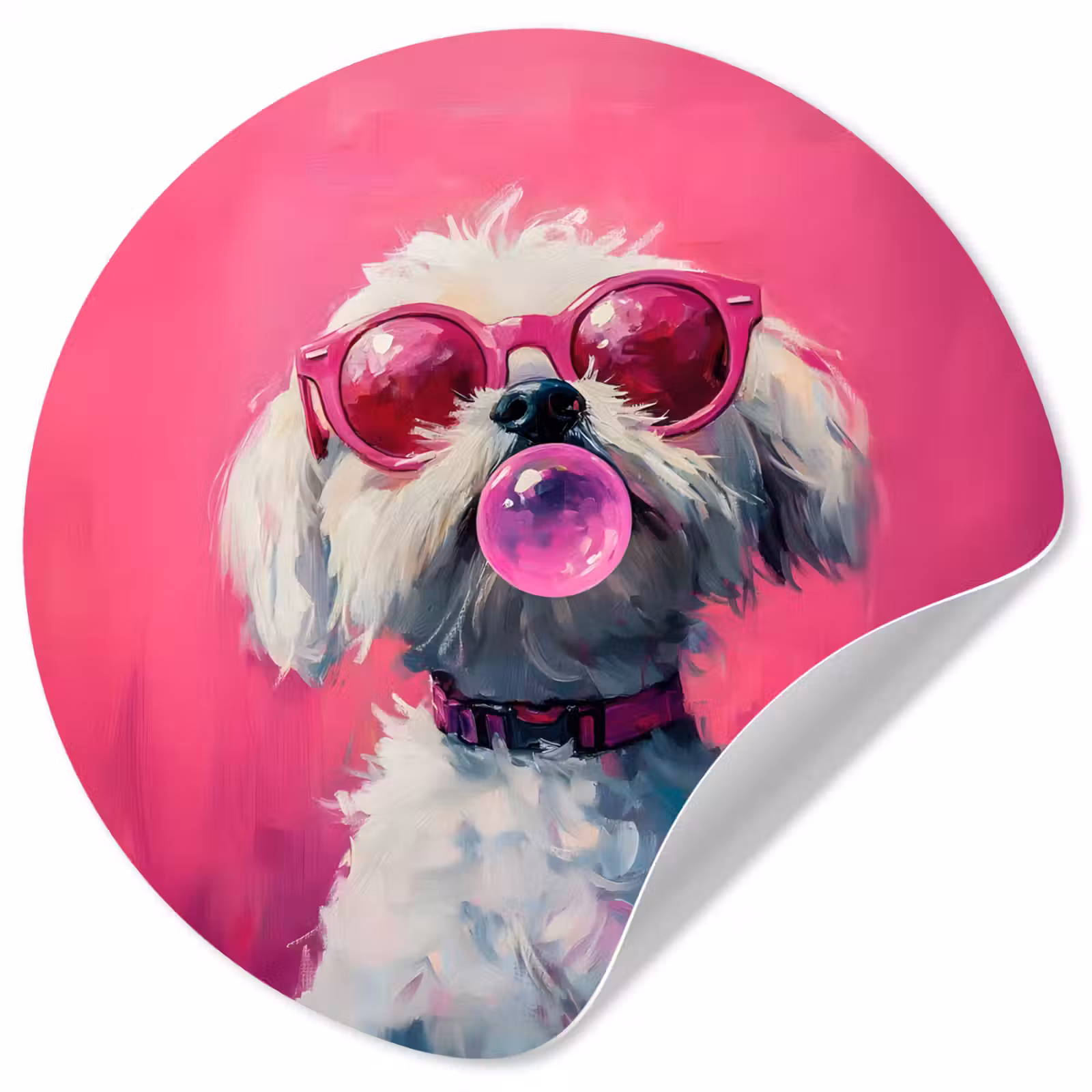 Behangcirkel - Pink - Hond - Bubbel — 1