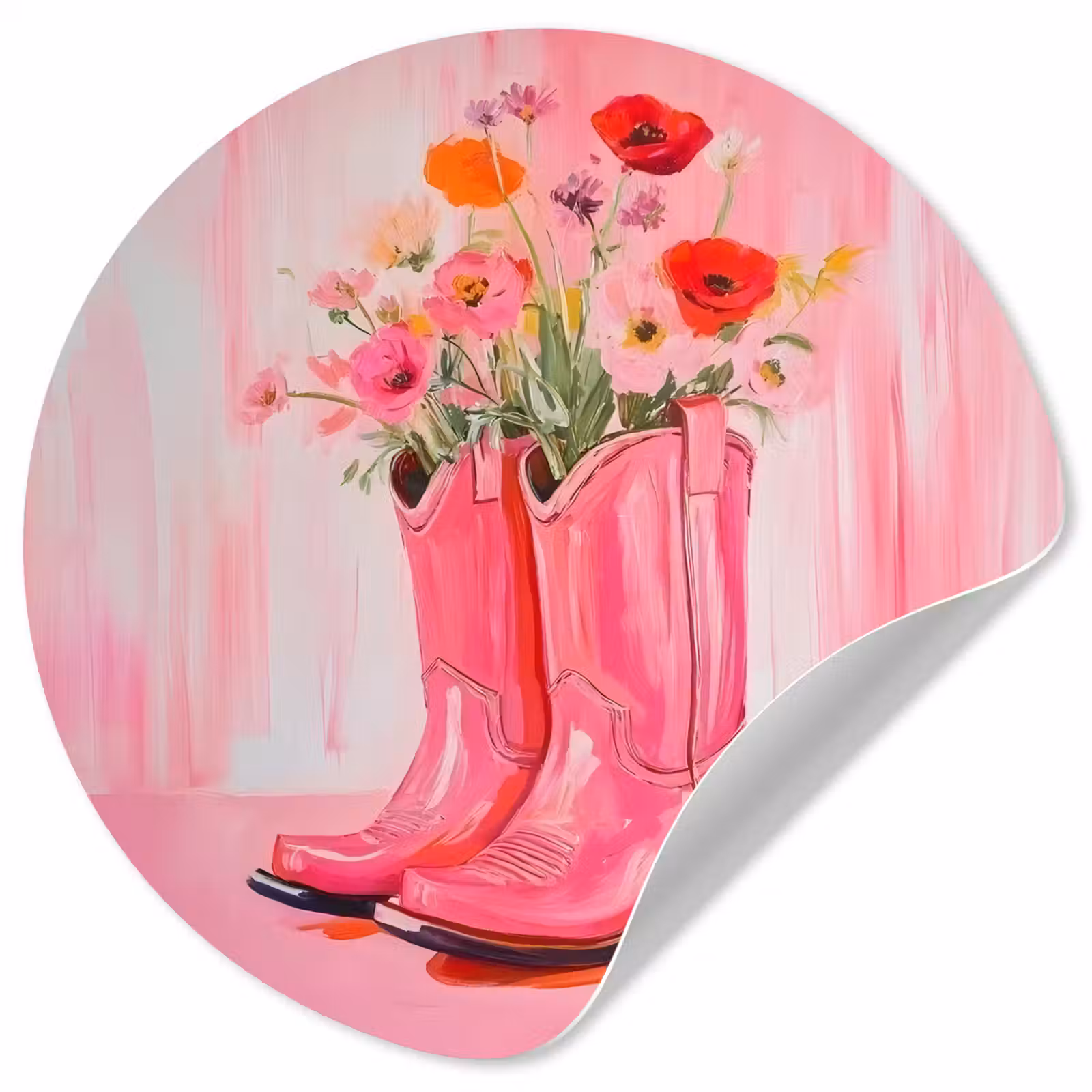 Behangcirkel - Roze - Bloemen - Cowboy — 1
